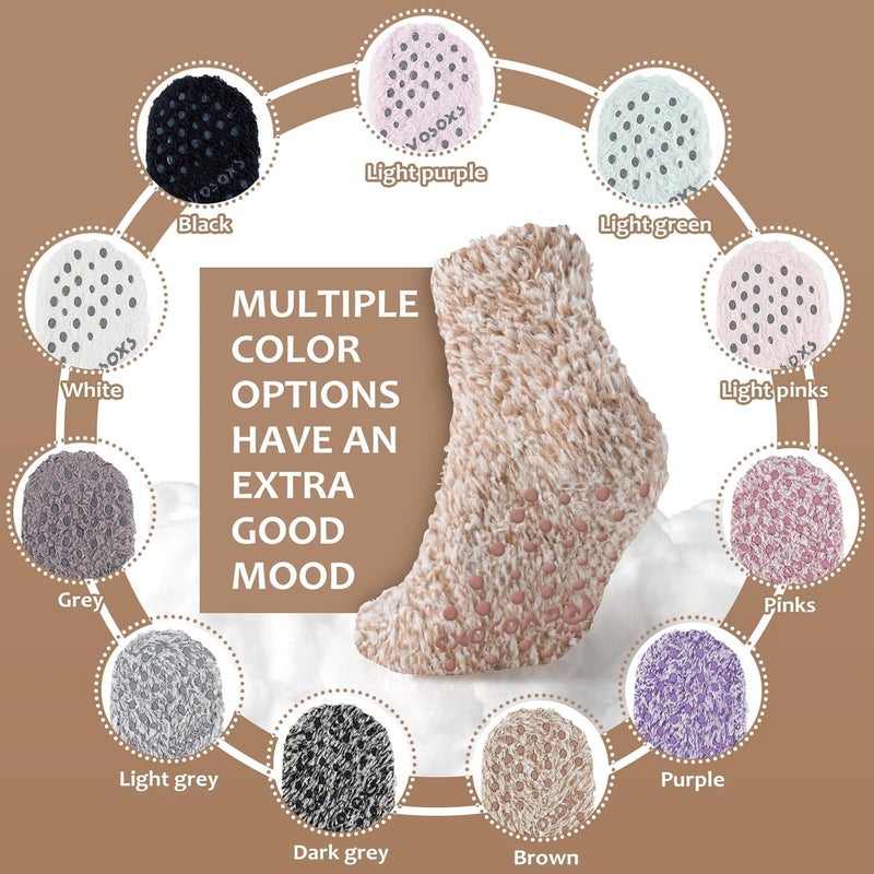 Revosoxs Fuzzy Grip Socks for Women Men,Thick Warm Slipper Cozy Fluffy Non Slip Ankle Hospital socks With Grips. - Image 3